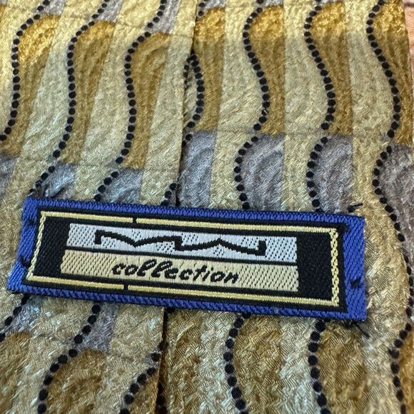 MW Collection Necktie Men’s Beige Geometric Tie 58” Classic Regency Business - Picture 3 of 5